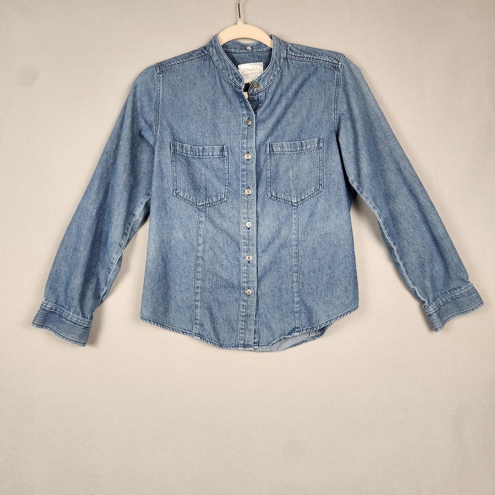 Vintage Susan Bristol Denim Shirt Womens Small Button Up Western Pocket Petites